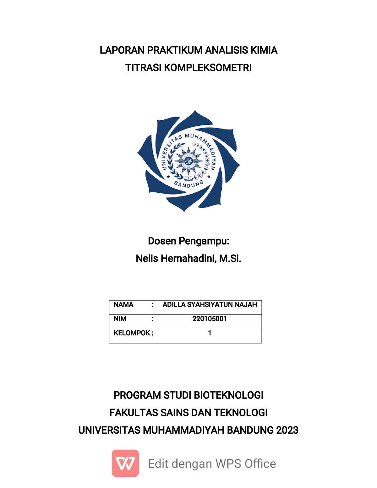 22010 5001 Adilla Laprak Ke 4 - LAPORAN PRAKTIKUM ANALISIS KIMIA ...