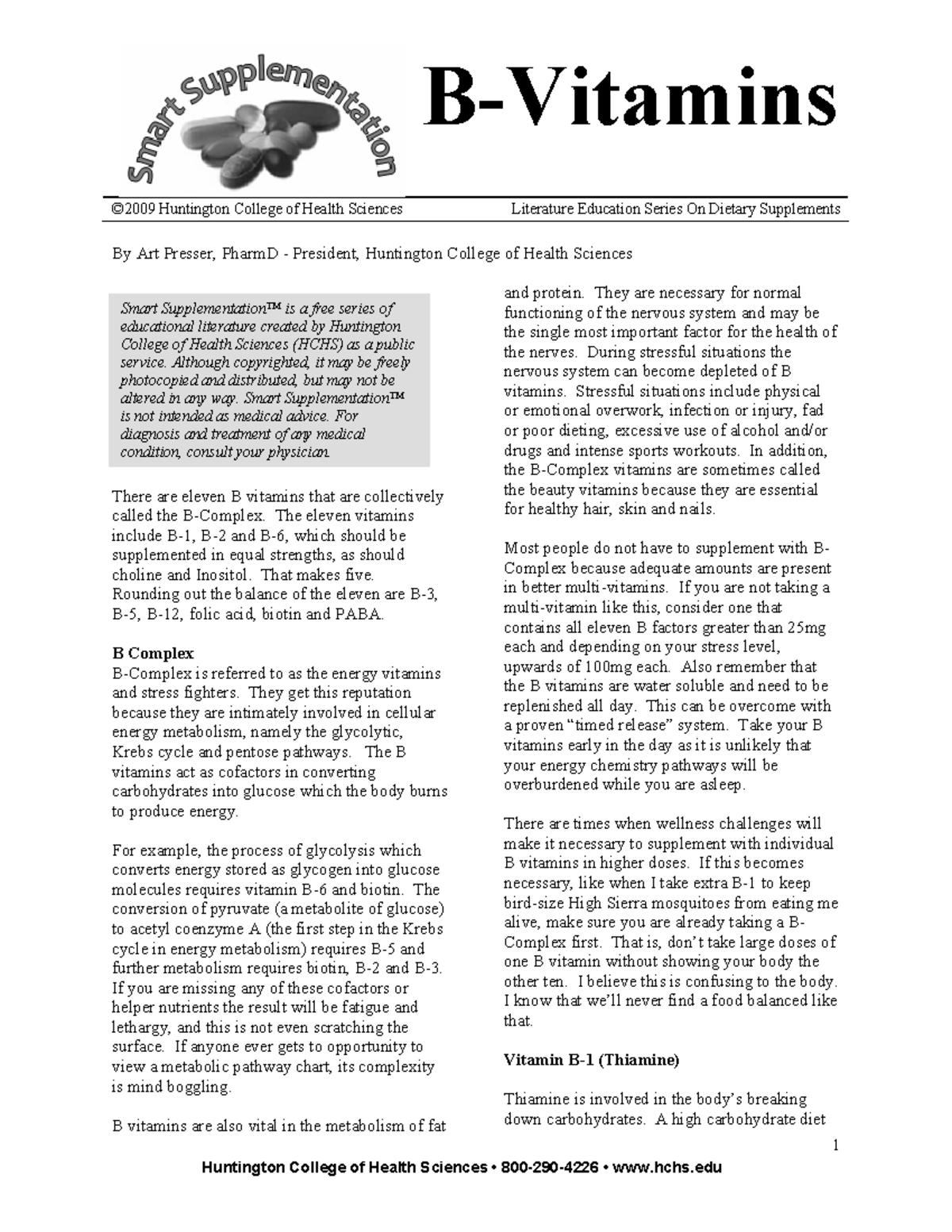 BVitamins Water soluble vitamins Huntington College of Health