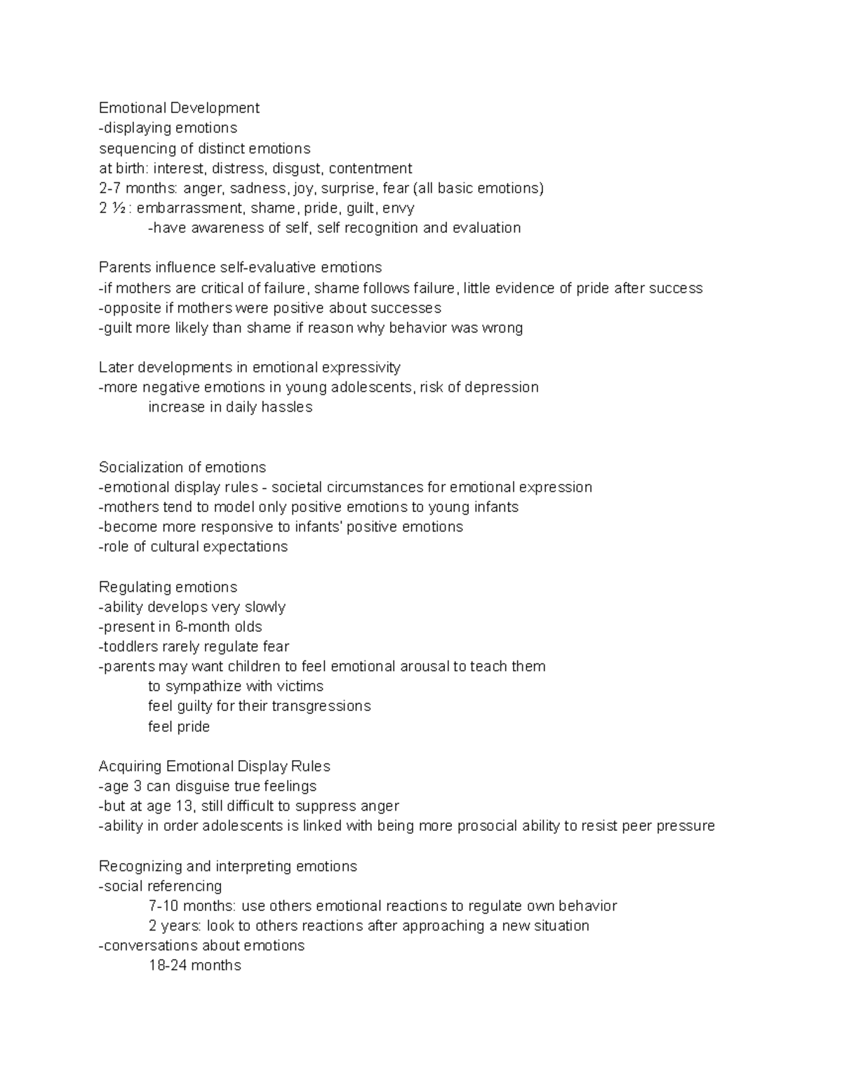 Quiz 3 - Study Guide - Emotional Development -displaying emotions ...