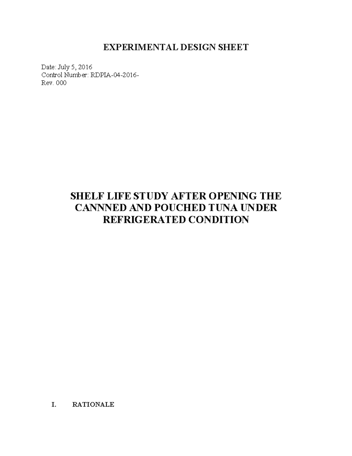 Shelf LIFE Study After Opening THE Canned AND Pouch TUNA Under ...