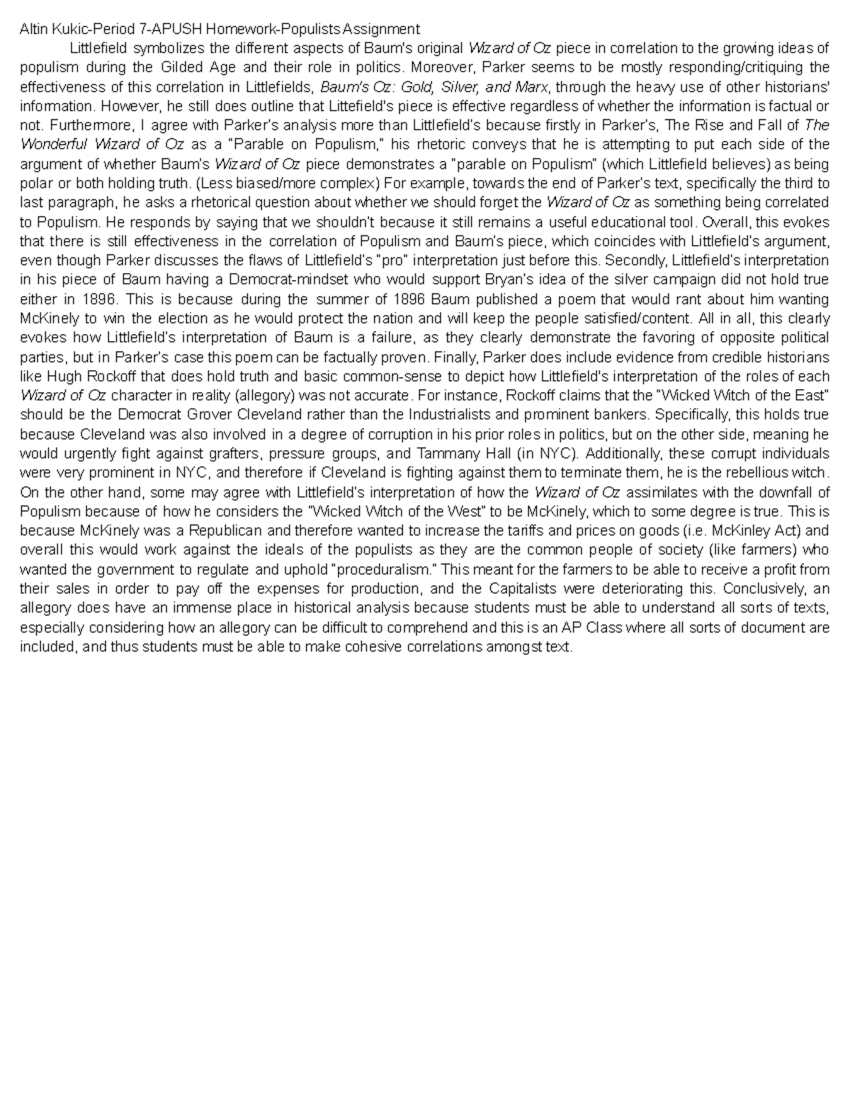 Altin Kukic - Populists - Altin Kukic-Period 7-APUSH Homework-Populists ...