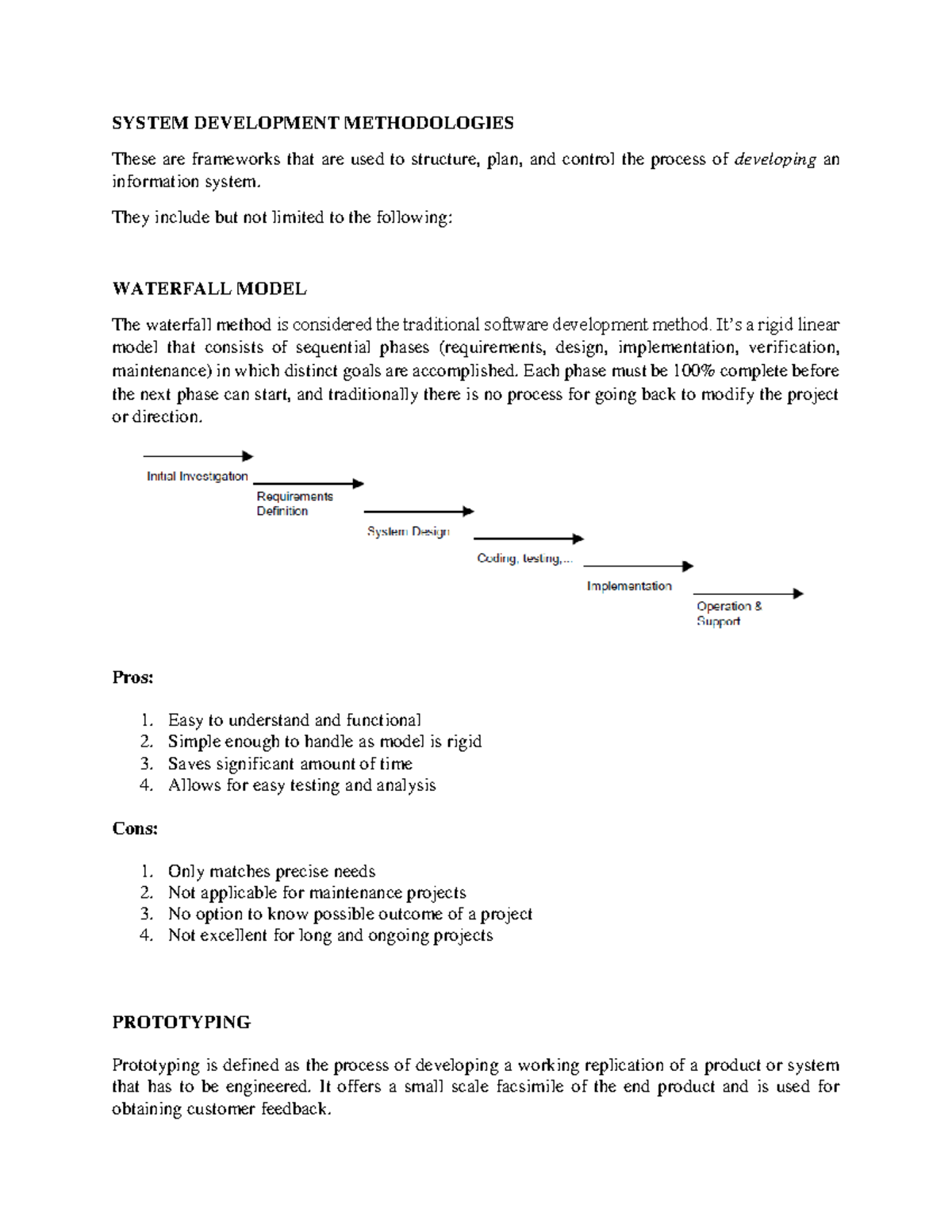 System Development Methodologies notes - SYSTEM DEVELOPMENT ...