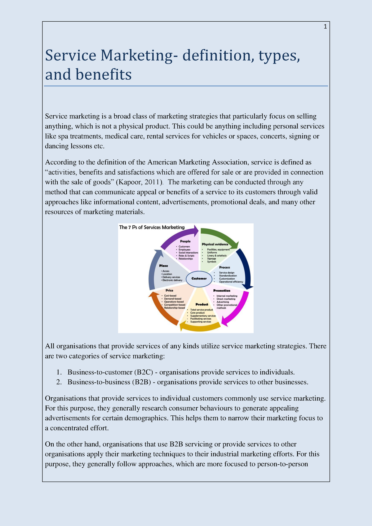 Service Marketing - 1 Service Marketing- Definition, Types, And ...