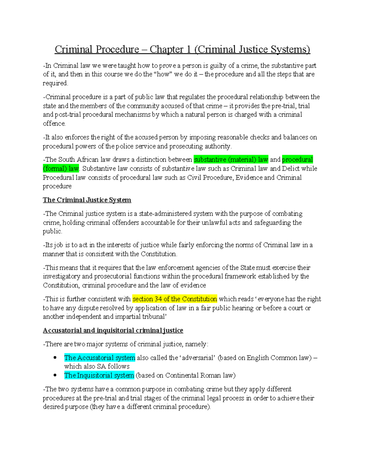 Criminal P - Chapter 1 & 2 - Criminal Procedure – Chapter 1 (Criminal ...