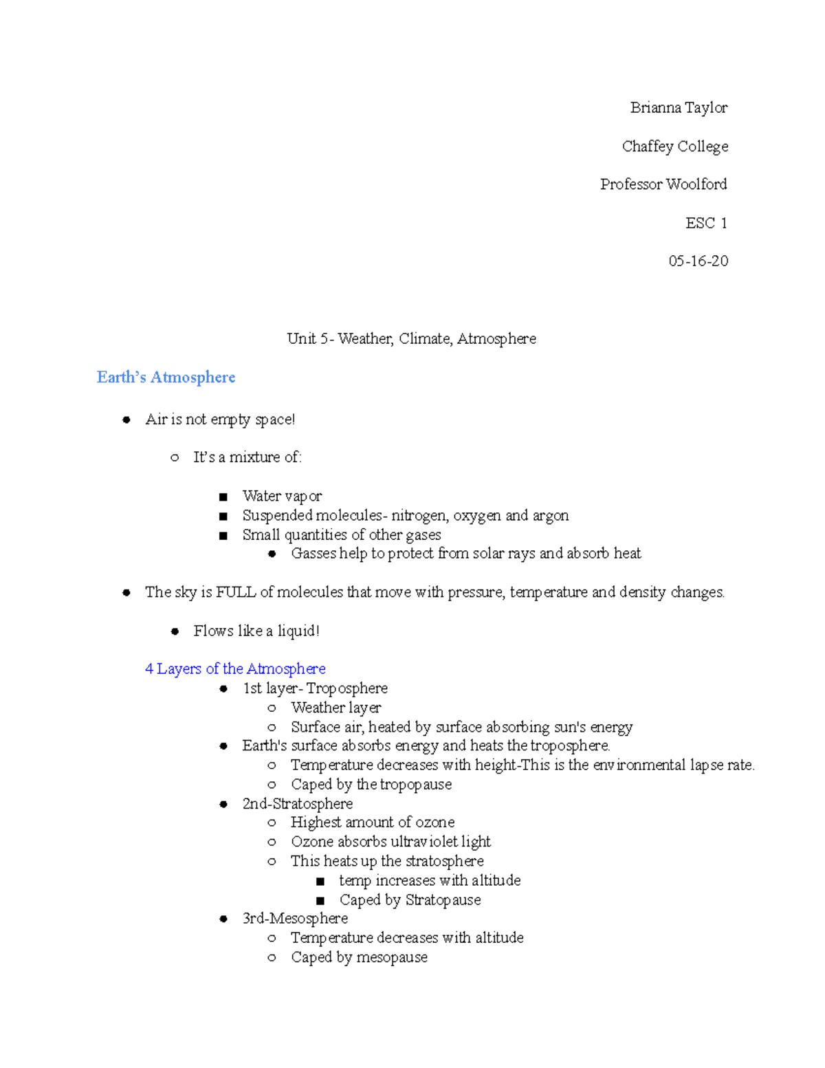 Unit 5- ESC 1 - Lecture notes Chapter 5 - Brianna Taylor Chaffey ...