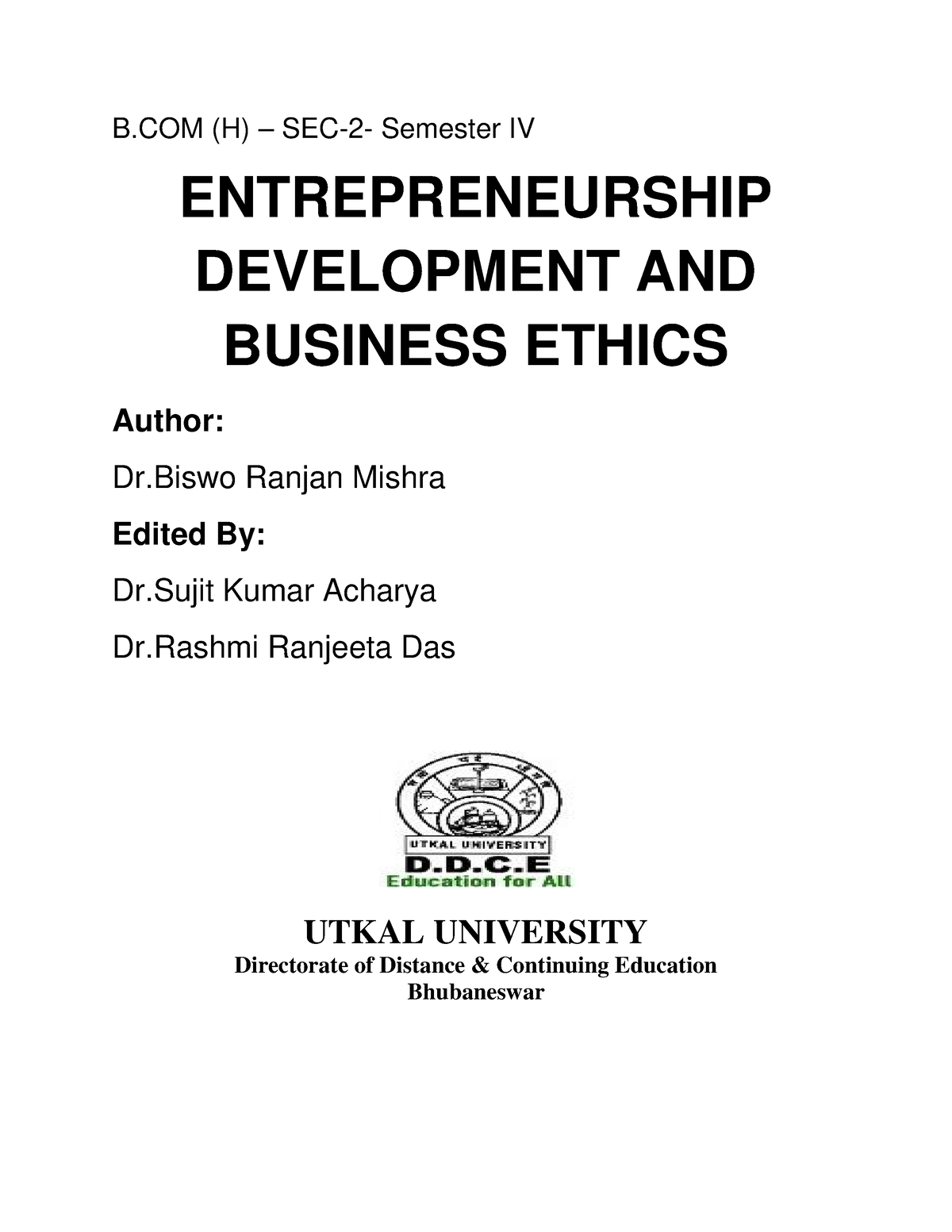 Sem 4 Entrepreneurship Book - B (H) – SEC-2- Semester IV ...