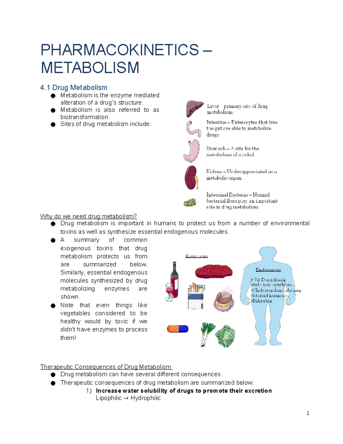 Module 4 Pharmacokinetics—Metabolism - PHARMACOKINETICS – METABOLISM 4 ...