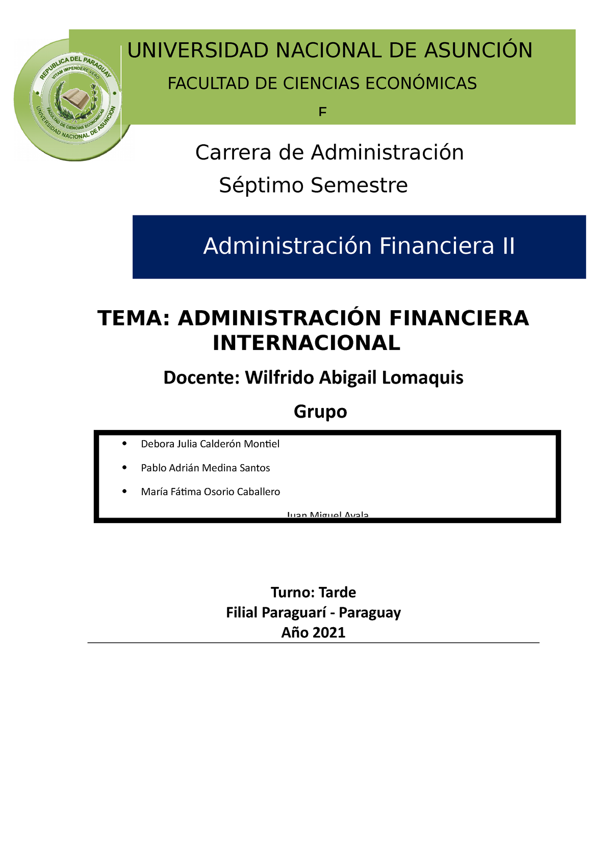 Administración Financiera Internacional - Carrera De Administración ...