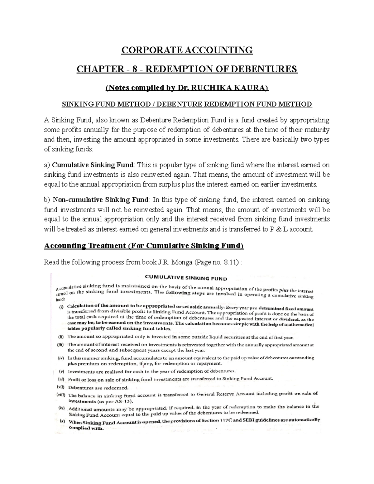 RedemptionOF Debentures CORPORATE ACCOUNTING CHAPTER 8