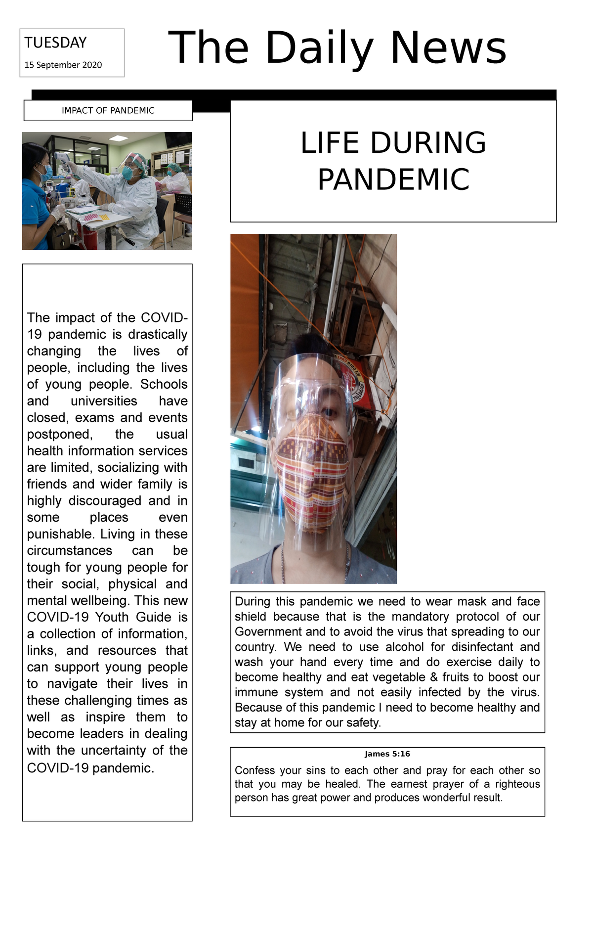 Mylife in Pandemic Daily News - The Daily News \ TUESDAY 15 September ...