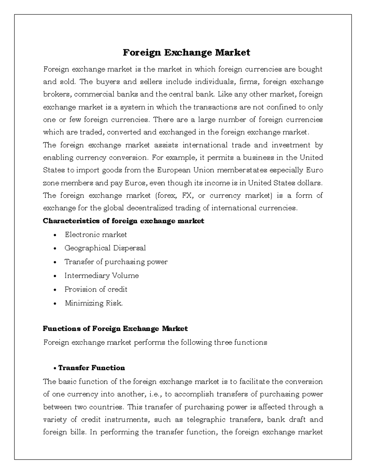 foreign exchange market essay grade 12