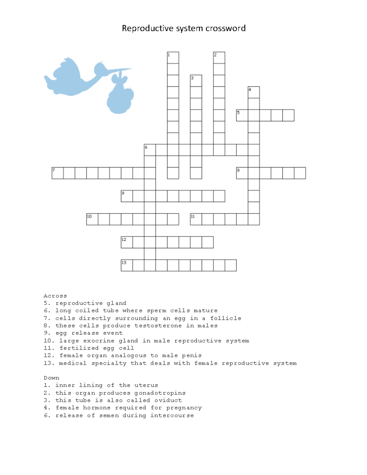 Repro crosswordNA crossword Reproductive system crossword Across 5