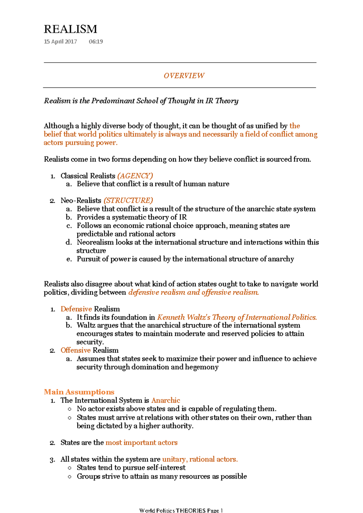 World Pol Revision Notes ...