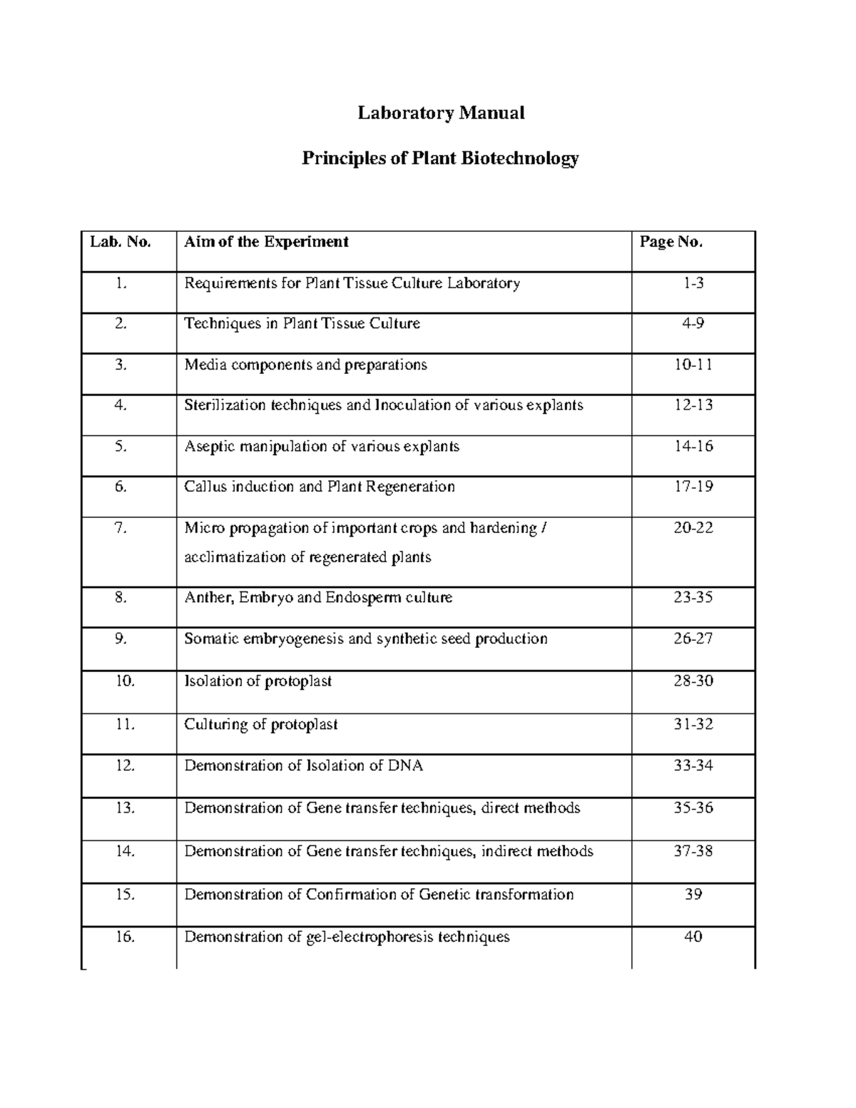 Lab Manual PPB - Plant Biotechnology Experiments - Laboratory Manual ...