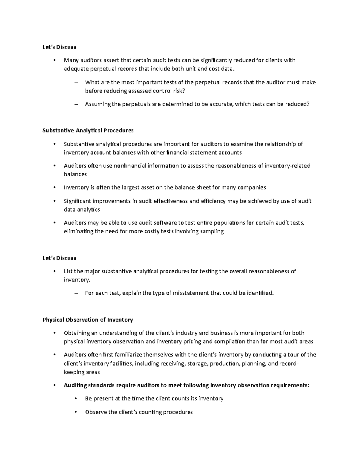 Lecture Notes 21 - Let’s Discuss - Many auditors assert that certain ...