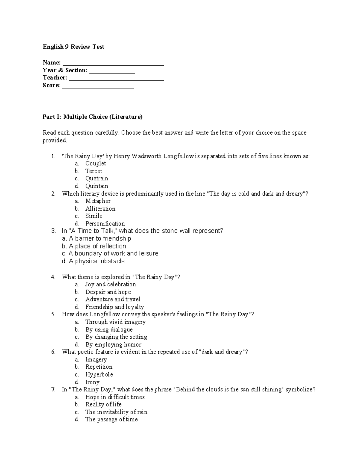 English-9-Review-Test-with-Key-Answer-for-1st-UE - English 9 Review ...