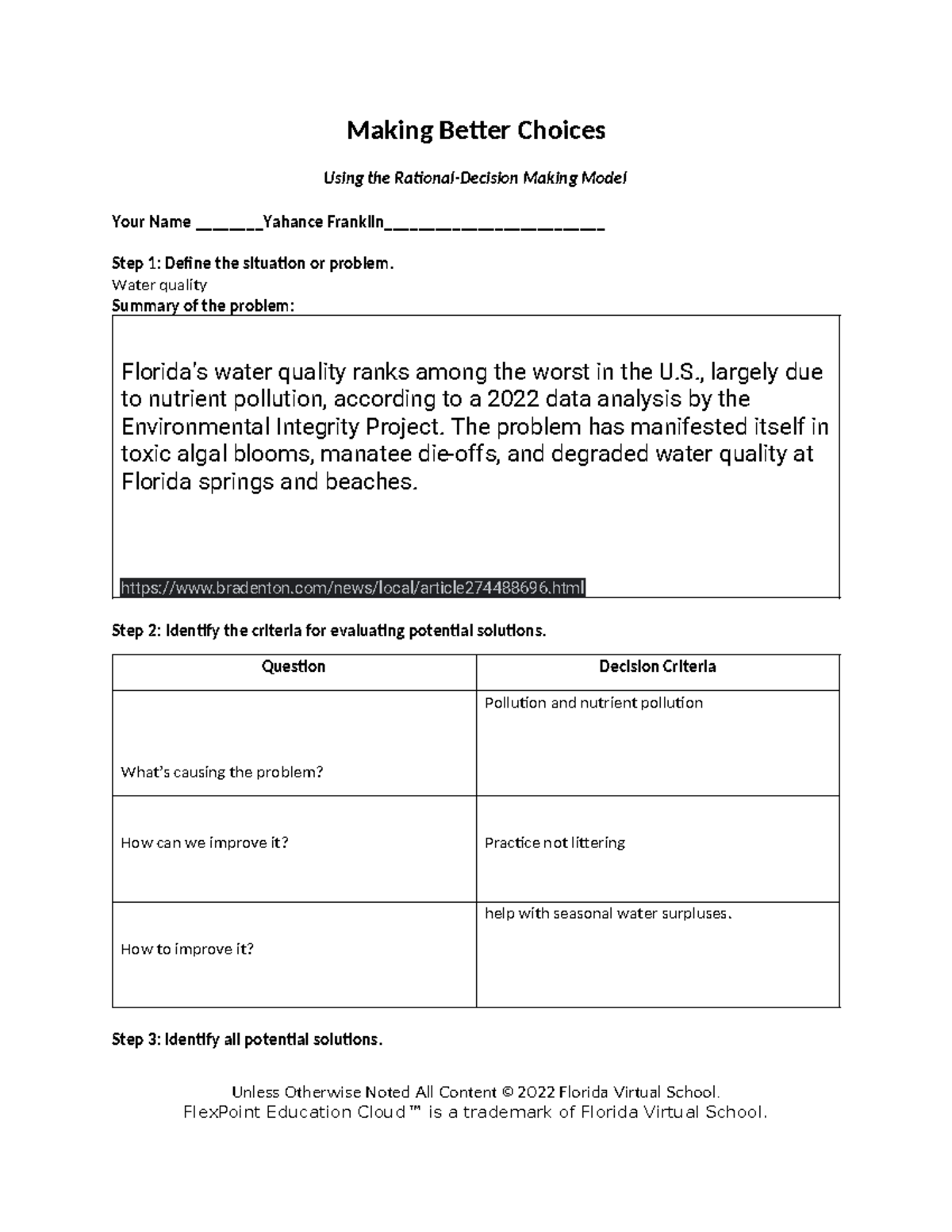 Making better choices assignment template - Making Better Choices Using ...