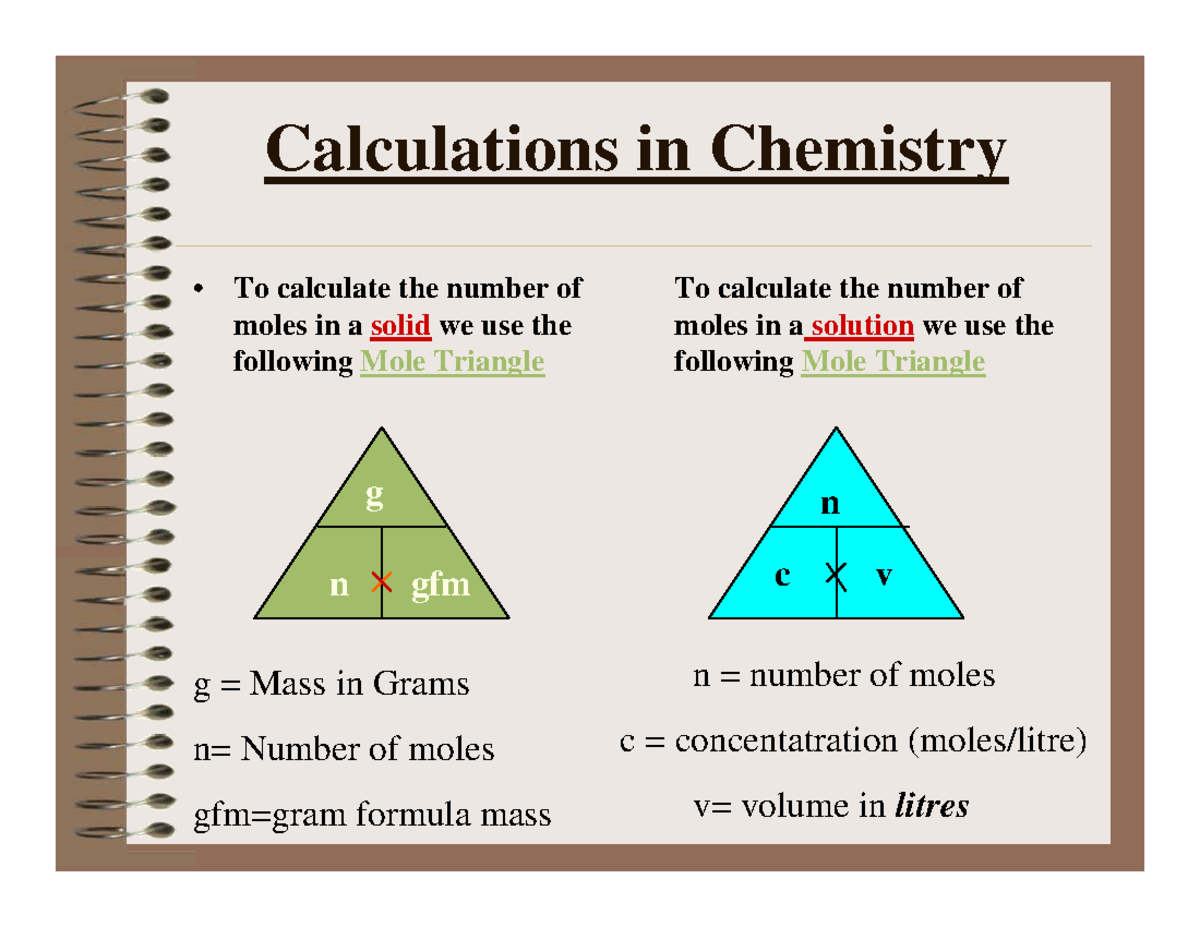 Calculations in chemistry - Calculations in Chemistry • To calculate ...