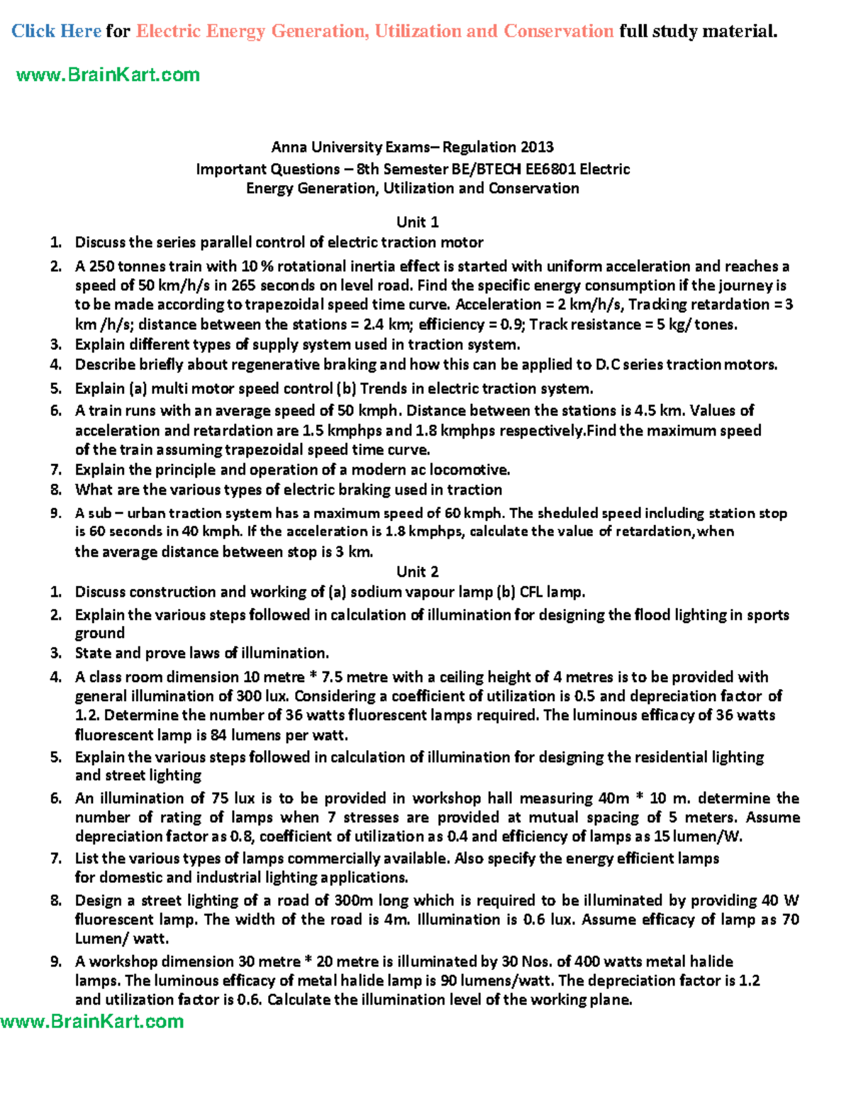 225 EE8015, EE6801 Electric Energy Generation, Utilization and
