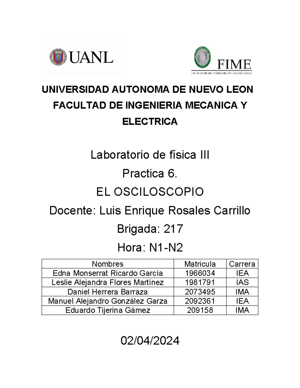 Laboratorio 3 practica 5 - UNIVERSIDAD AUTONOMA DE NUEVO LEON FACULTAD ...