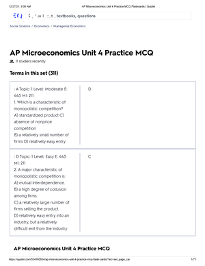 AP Microeconomics Unit 2 MCQ Flashcards Quizlet - Free Trial AP ...