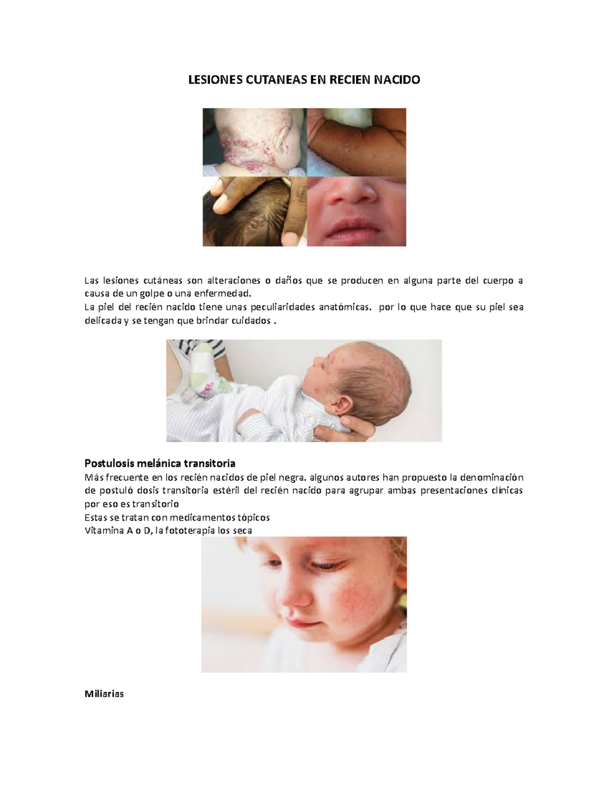 Lesiones Cutaneas EN Recien Nacido - LESIONES CUTANEAS EN RECIEN NACIDO