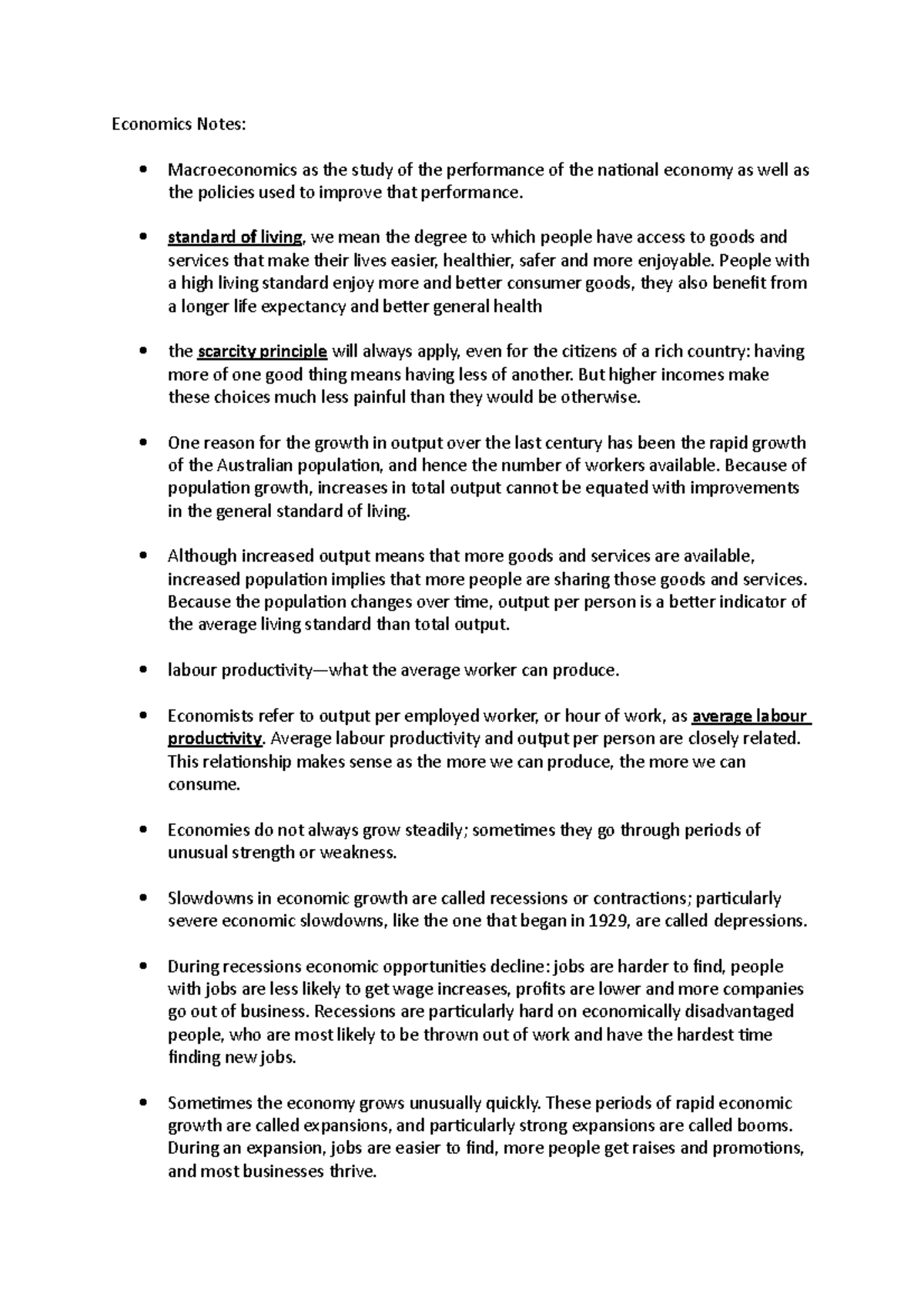 Economics Notes - Economics Notes: Macroeconomics as the study of the ...