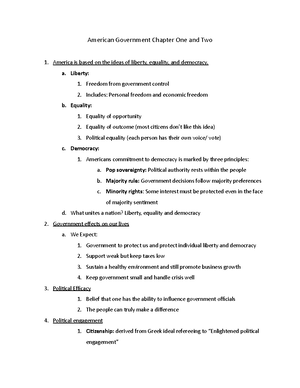 Exam 1 Study Guide Chapter 1-5 - POLS 1101: American Government (Spring ...