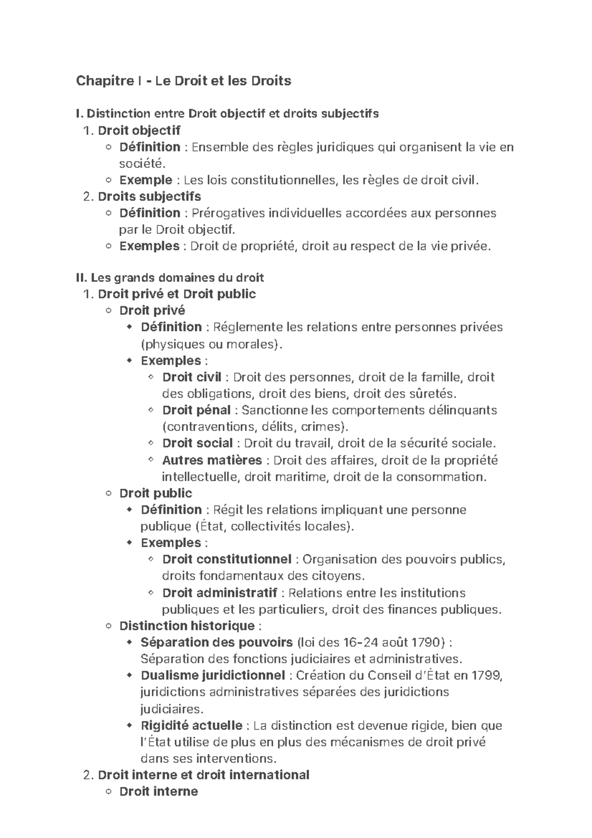 Chapitre I - Le Droit et les Droits - 1. 2. 1. 2. Chapitre - Studocu