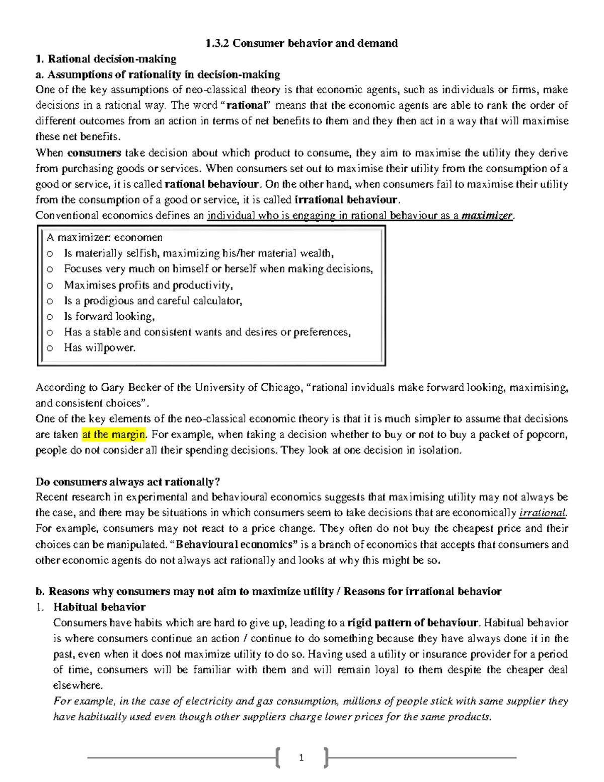 Rational decision-making for 2022 batch - 1.3 Consumer behavior and ...