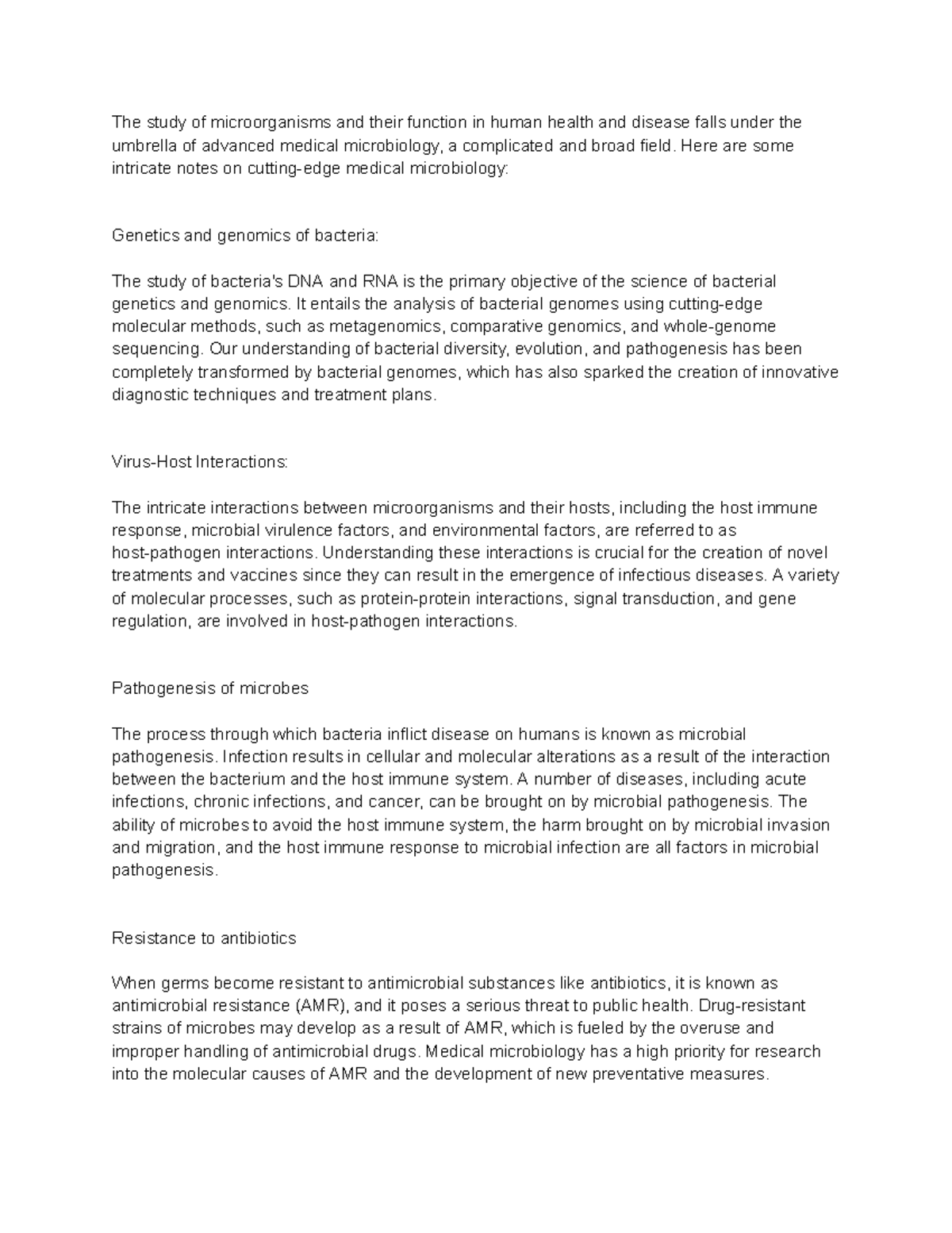 Notes On Advanced Medical Microbiology - The Study Of Microorganisms ...