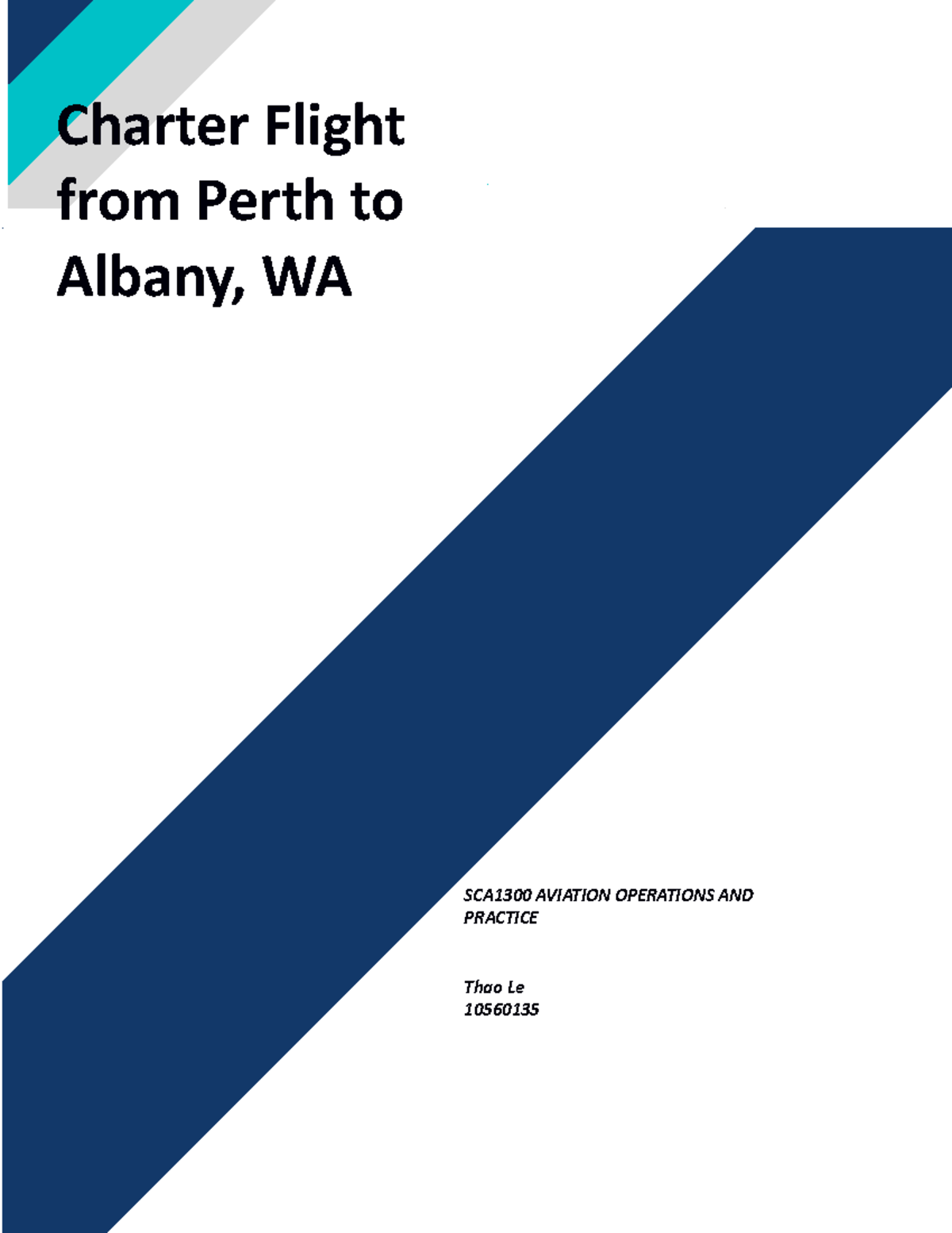 Charter Flight from Perth to Albany, WA Report Charter Flight from