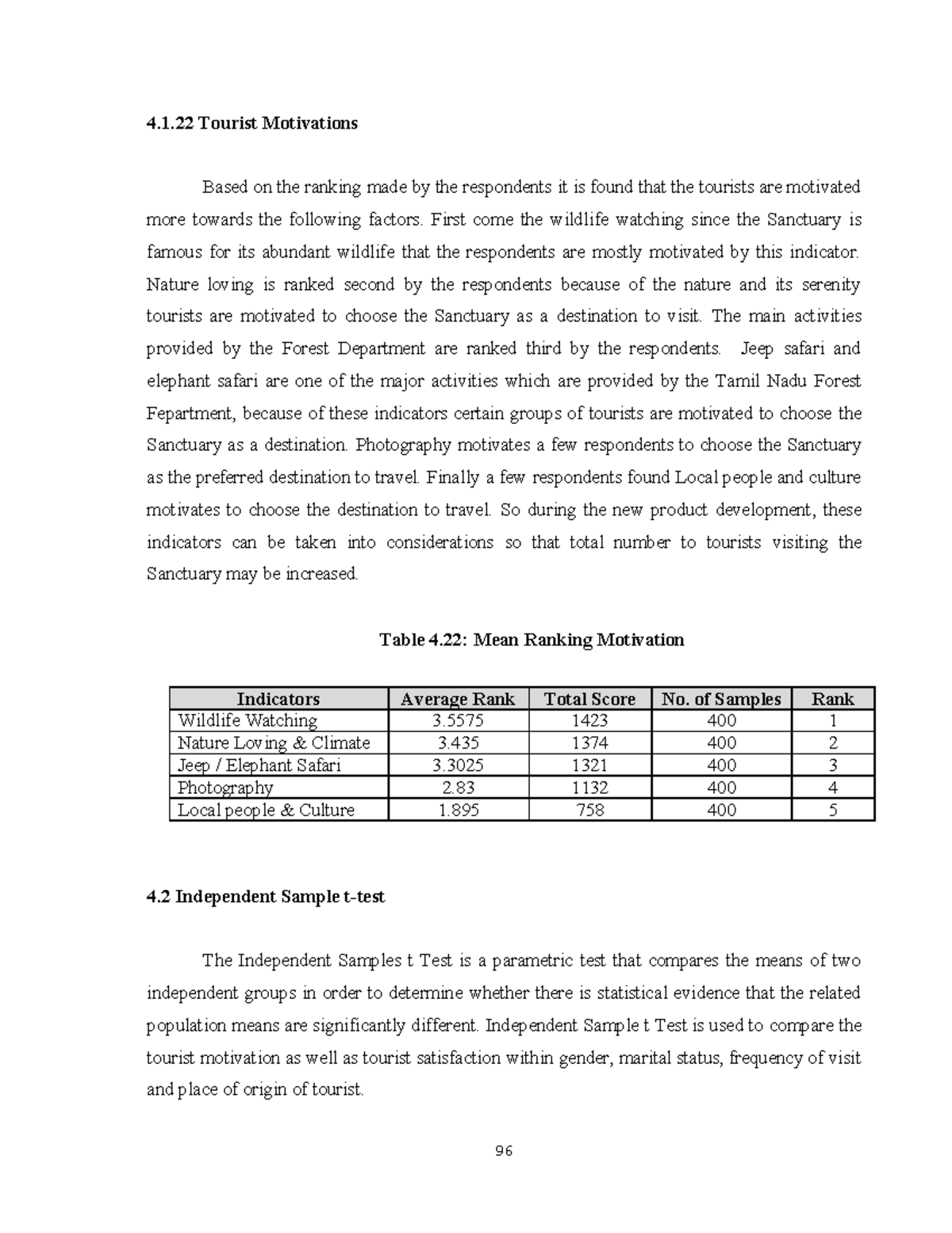 Eco-Development Committee-20 - 4.1 Tourist Motivations Based on the ...