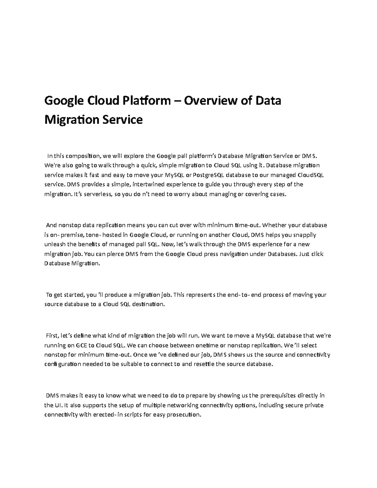 Google Cloud Platform – Overview Of Data Migration Service - We're Also ...