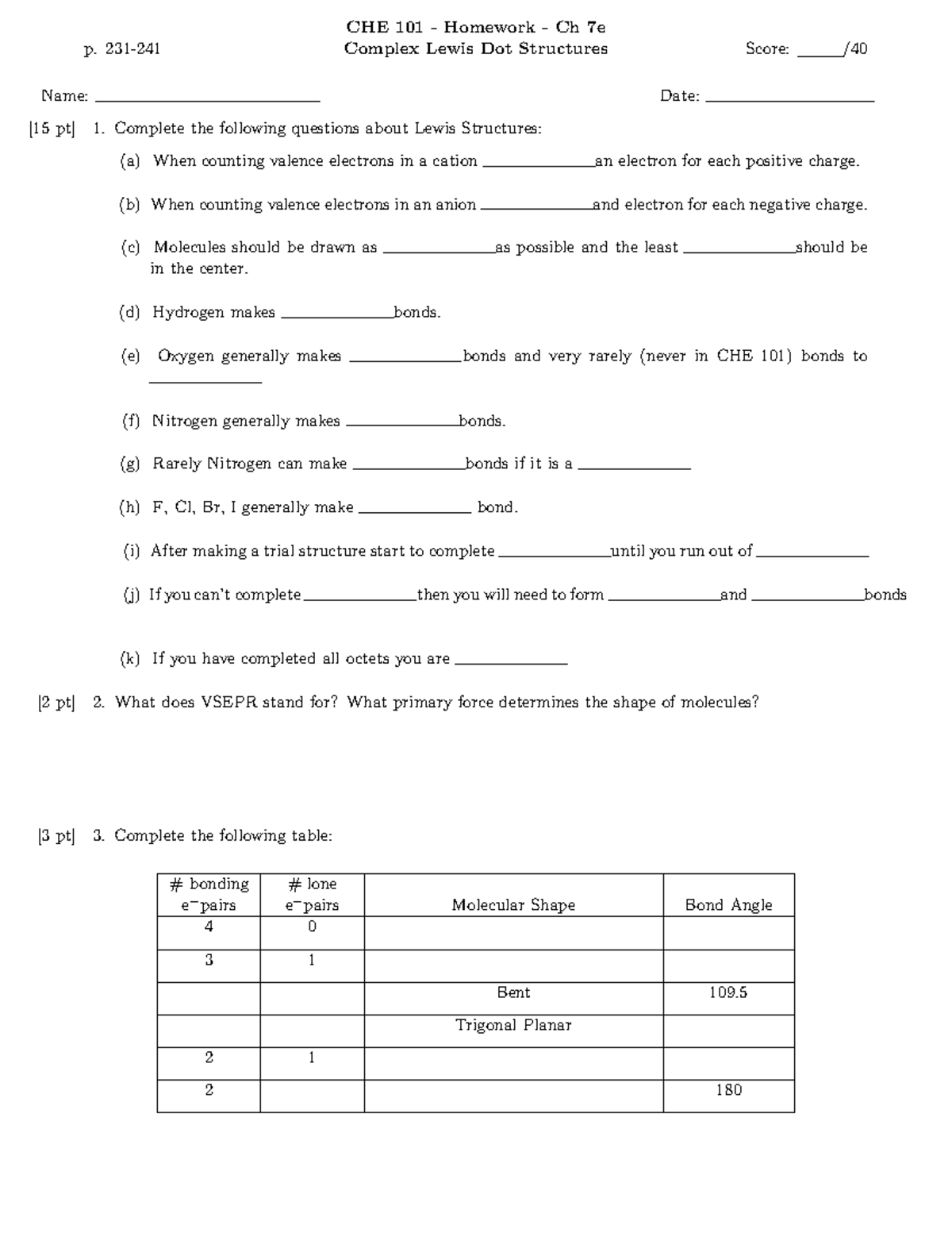 CHE101 Homework - p. 231- CHE 101 - Homework - Ch 7e Complex Lewis Dot ...