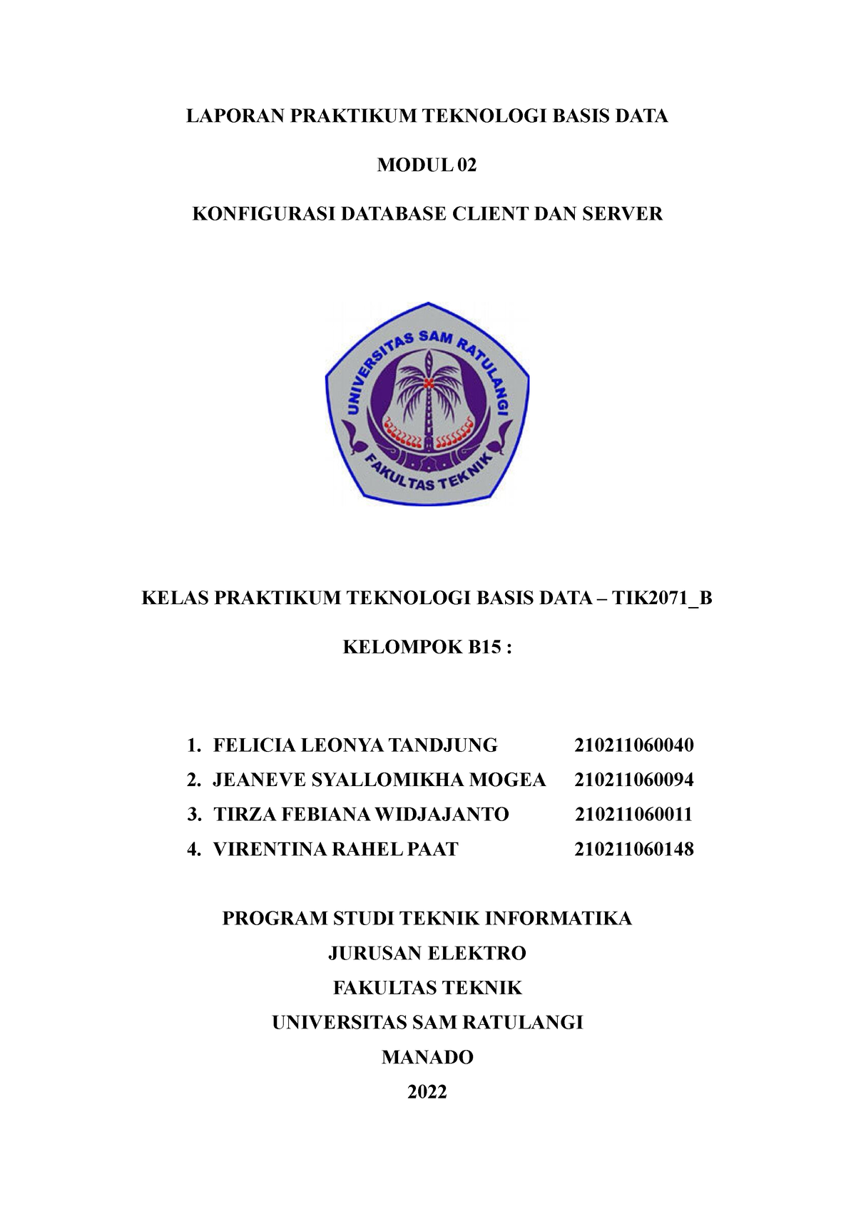 Laporan Modul 2 Praktikum TBD B15( Revisi) Konfigurasi Database Client ...