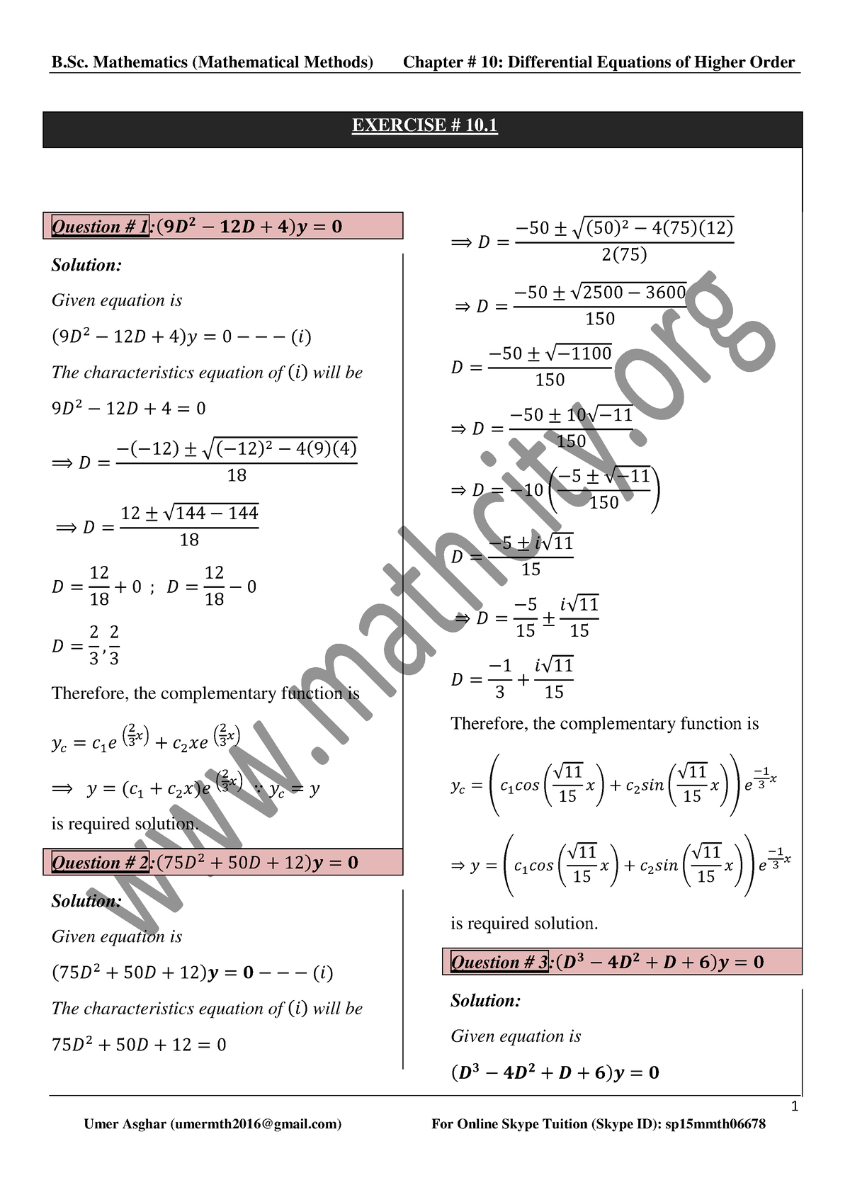 Chap-10.1 Mathematical Methods Maths Notes .........10.3 ...