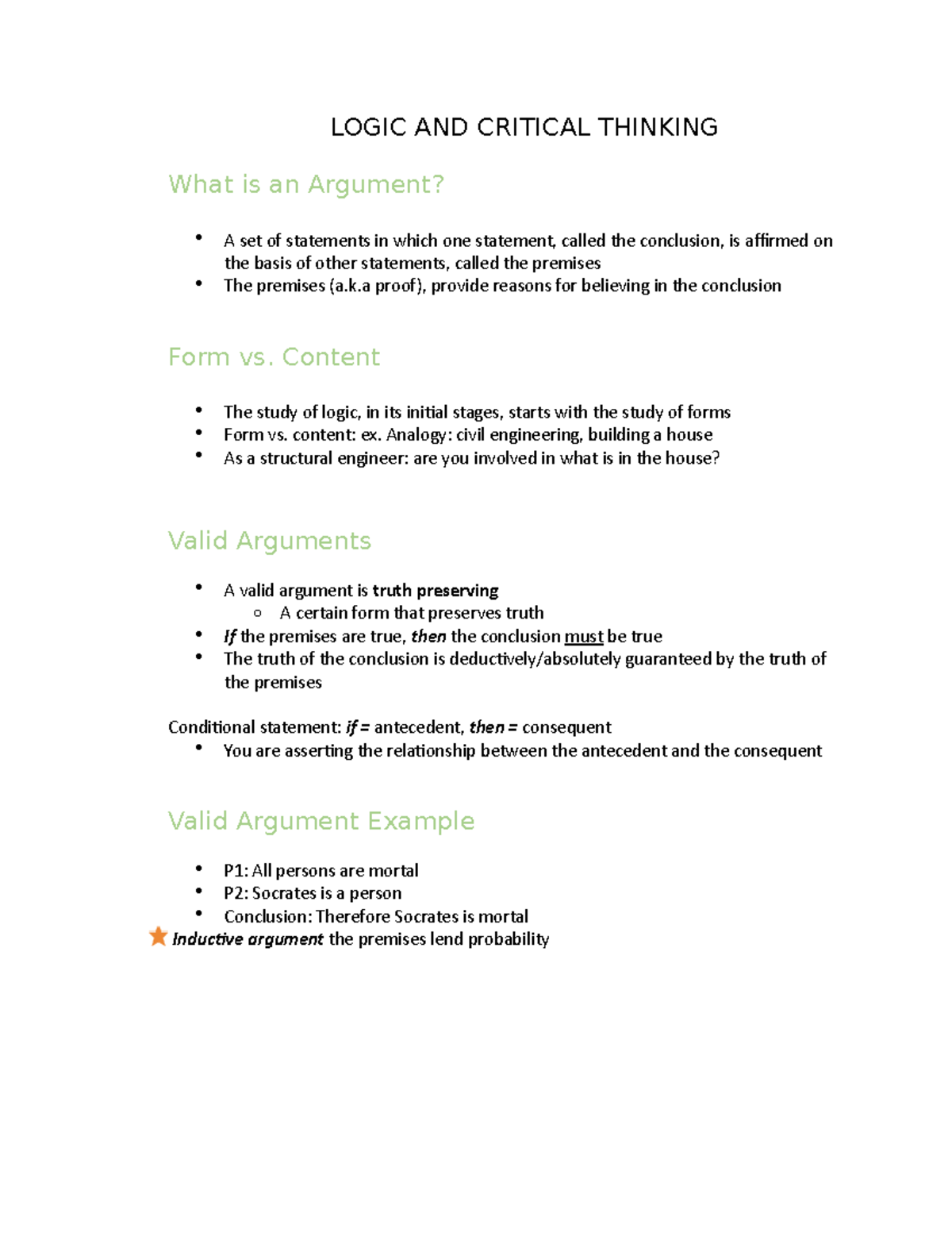 statements in logic and critical thinking