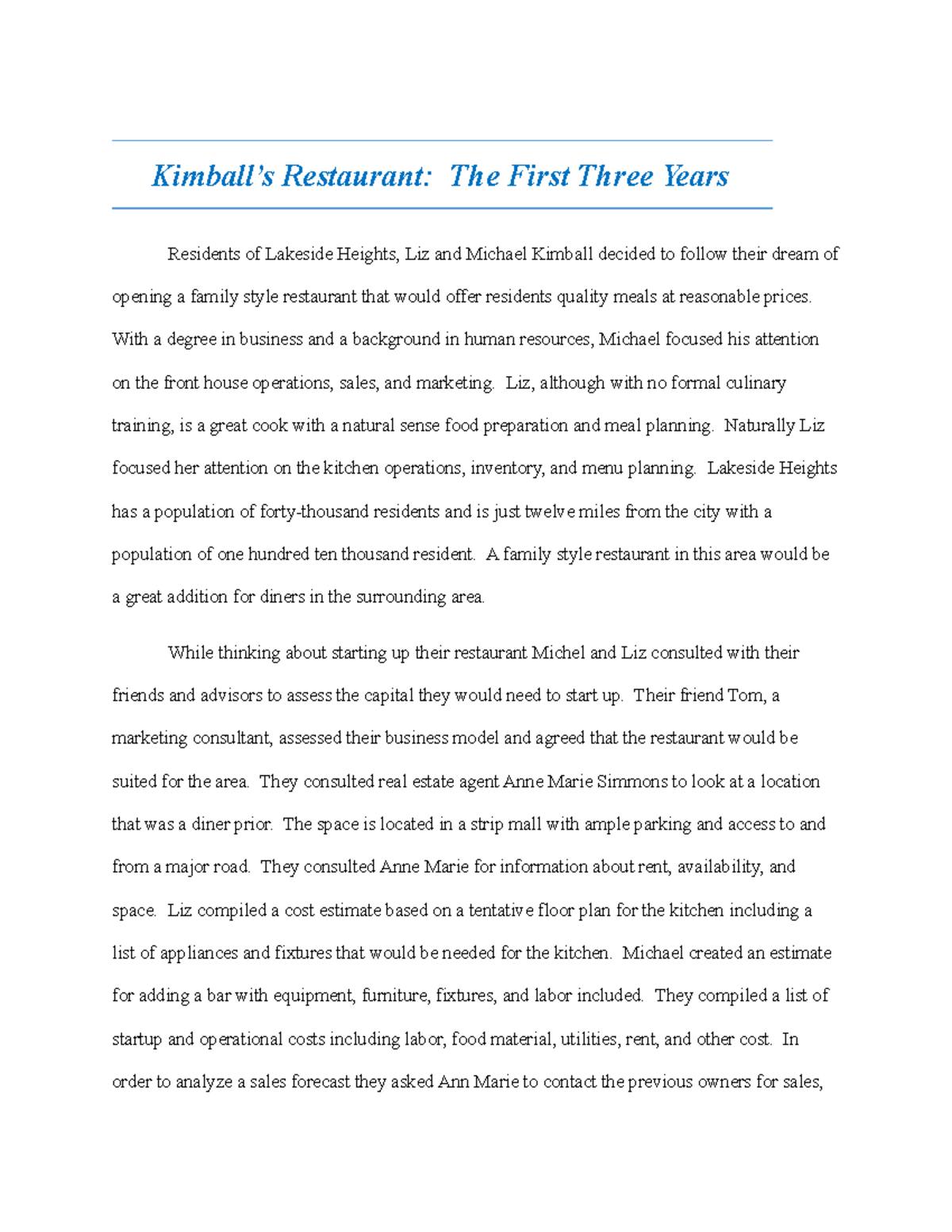 Kimballs Chapters 13 f f f dvxc Kimball’s Restaurant The First