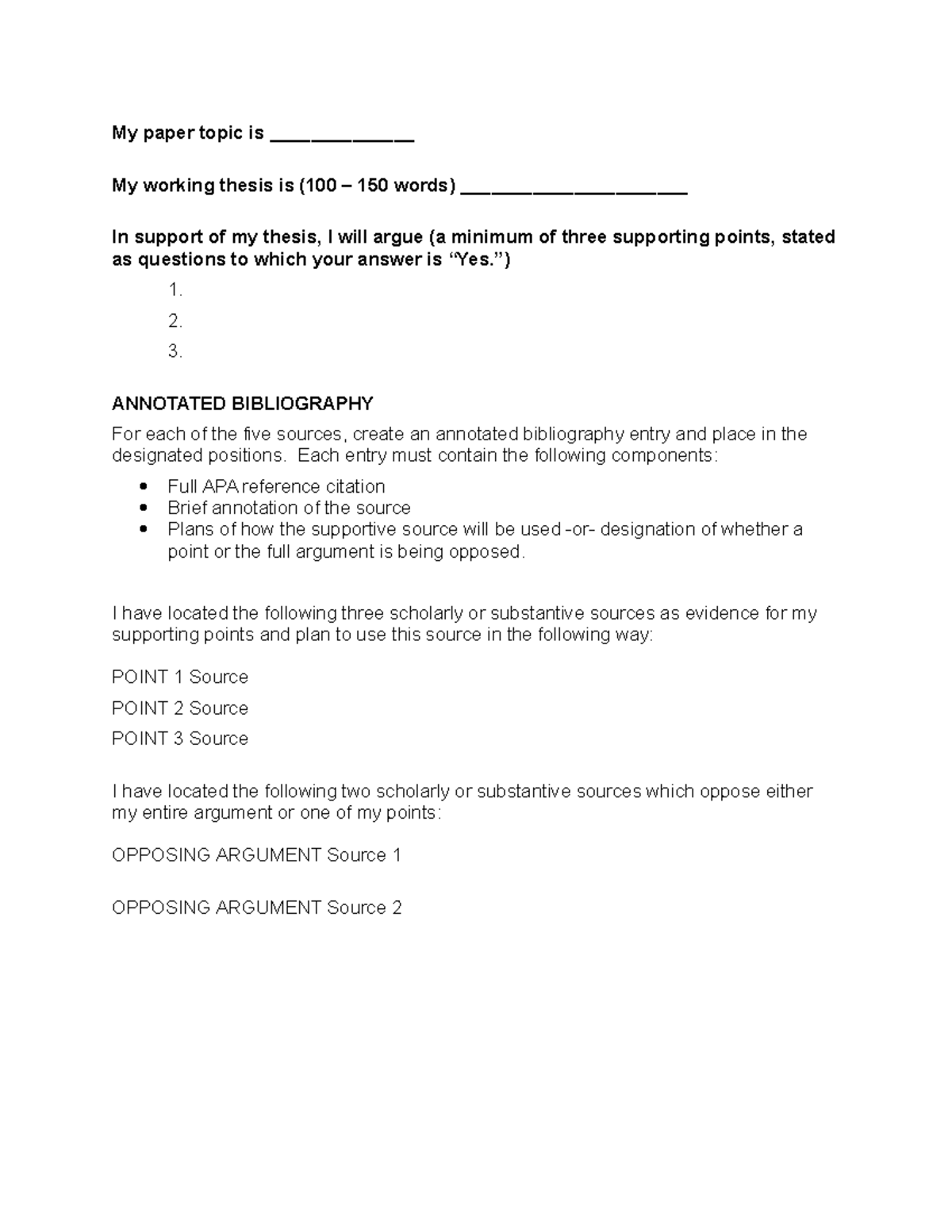 Argumentative Paper Issue Review Template - My paper topic is ...