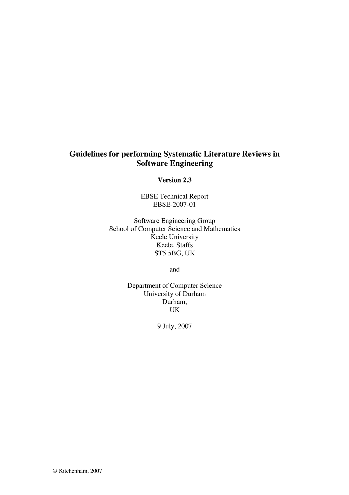 guidelines for performing systematic literature reviews