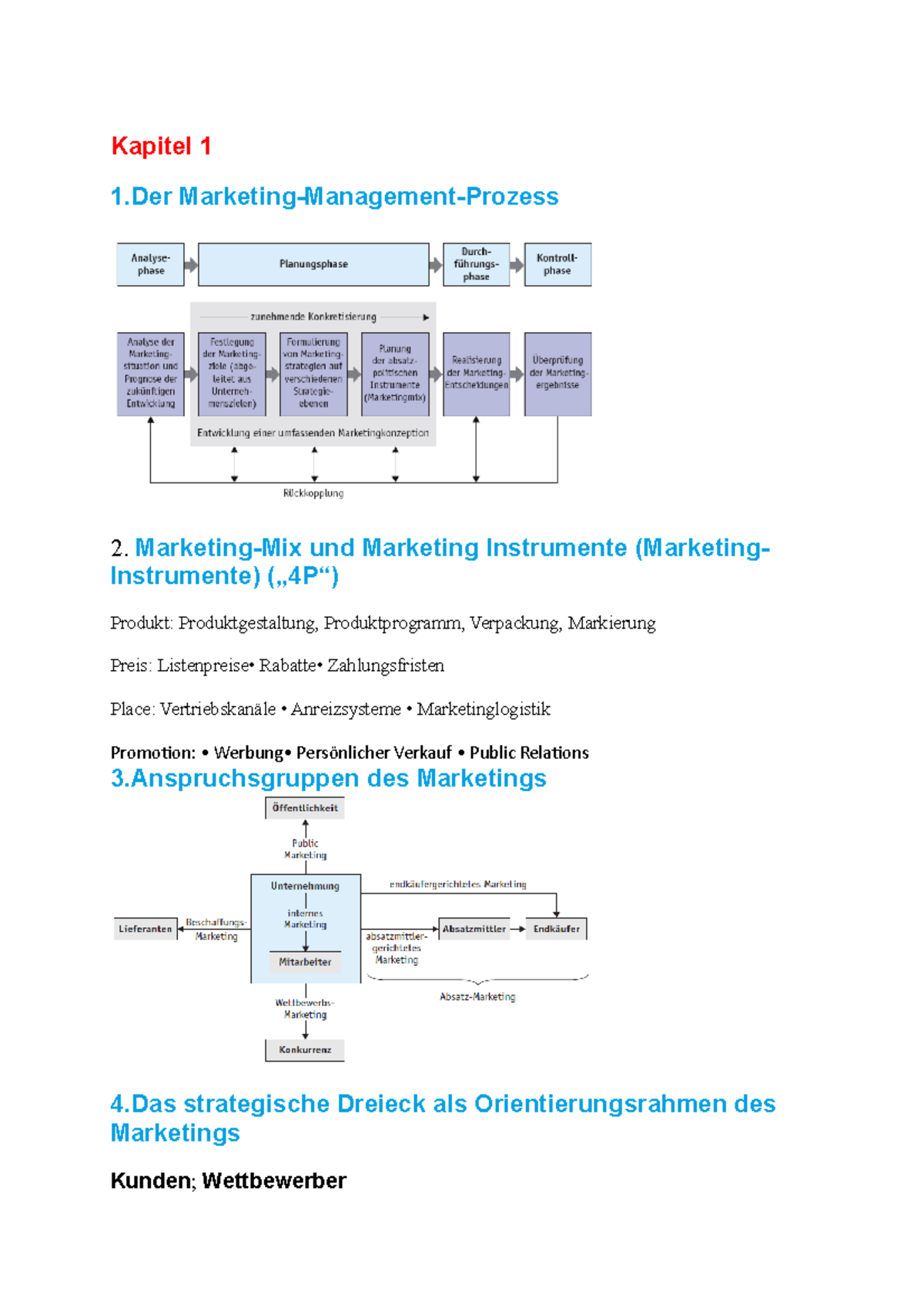 Zusammenfassung Marketing Kapitel Marketing Management Prozess Marketing Mix Und