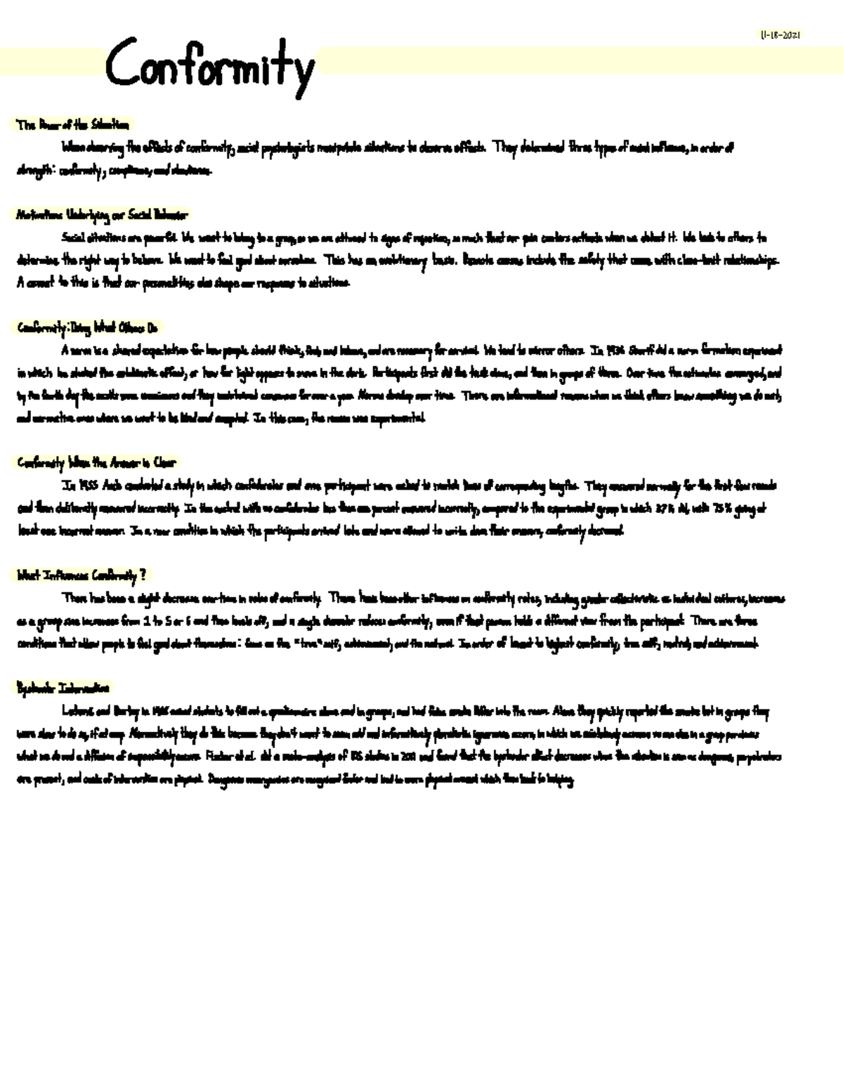 Conformity - Handwritten Notes - Conformity 