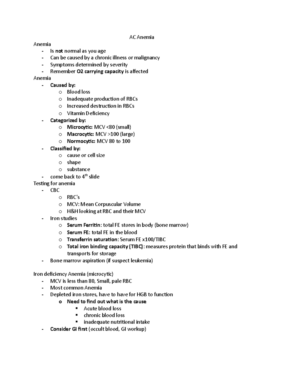 AC anemia and leukemias - AC Anemia Anemia Is not normal as you age Can ...