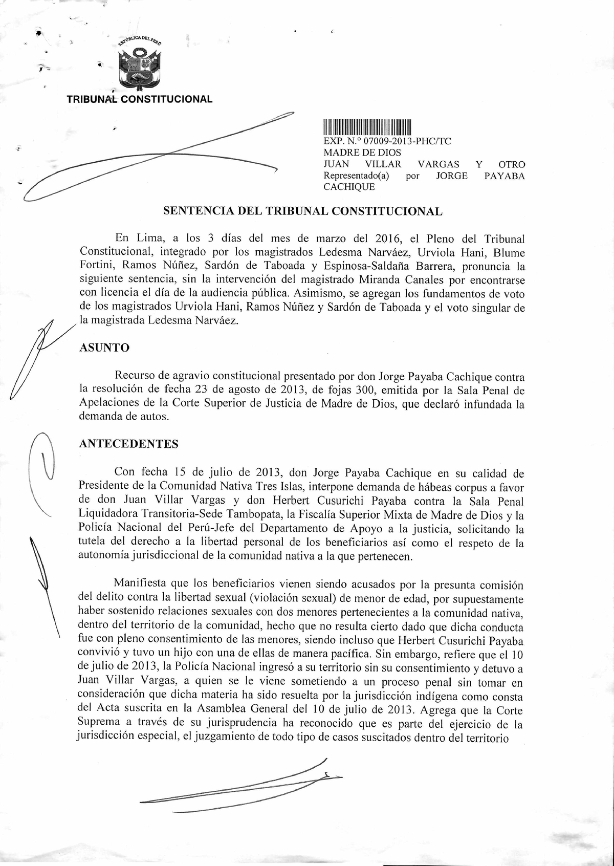 Caso Tres Islas - TRIBUNAL CONSTITUCIONAL 11111111111111111111 IIIIIIII ...