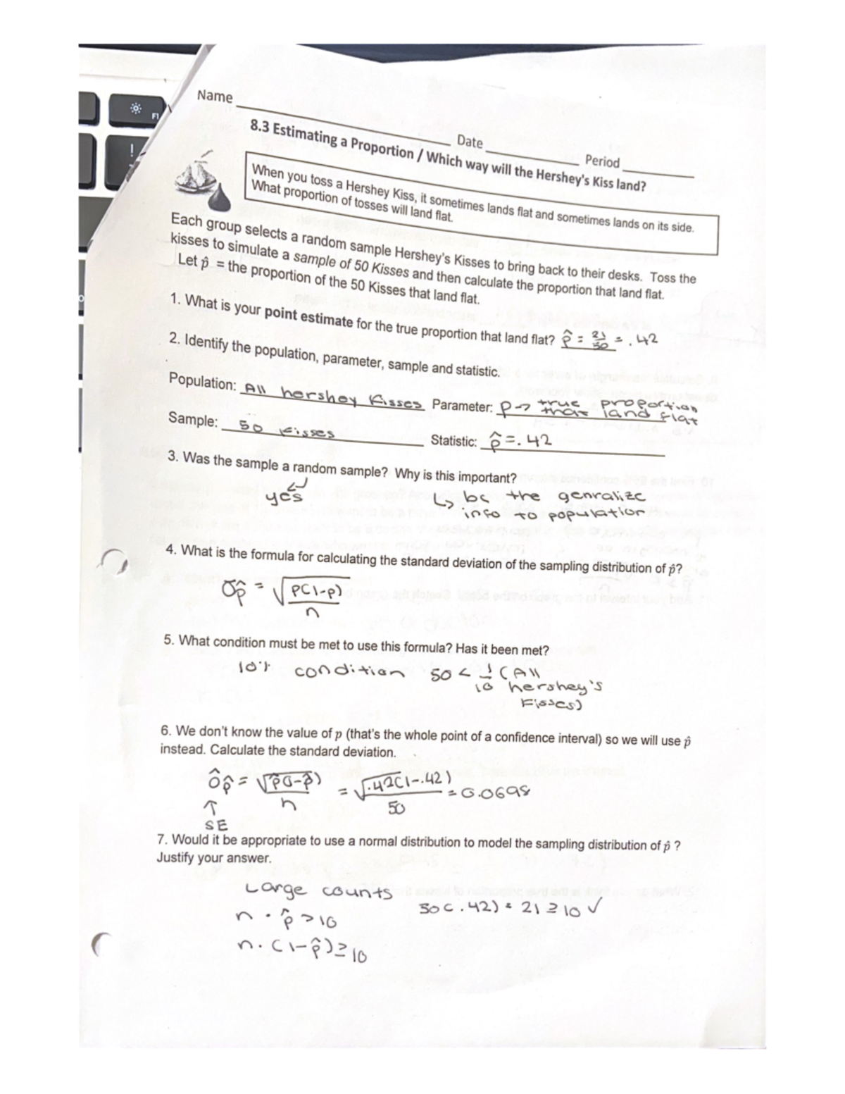 8.3 Estimating a Proportion Which way will the Hershey's Kiss land ...