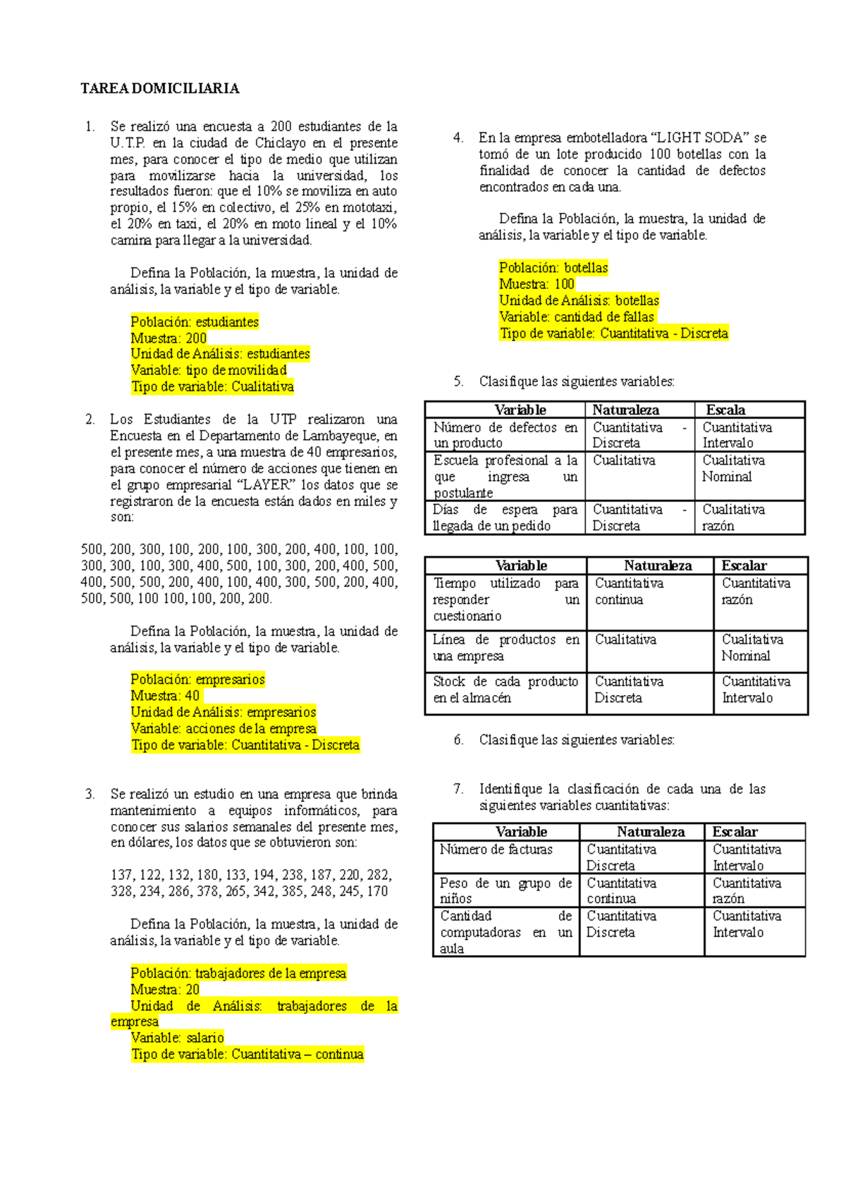 Tarea Domiciliaria De La Semana 1 - Tipos De Variables - TAREA ...