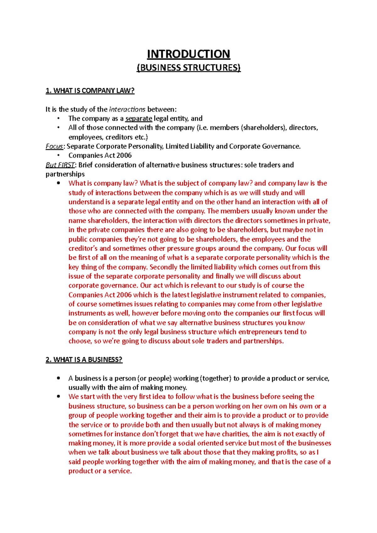 Lecture 1 Introduction Company Law Introduction Business Lecture 1 Introduction Company Law Introduction Business