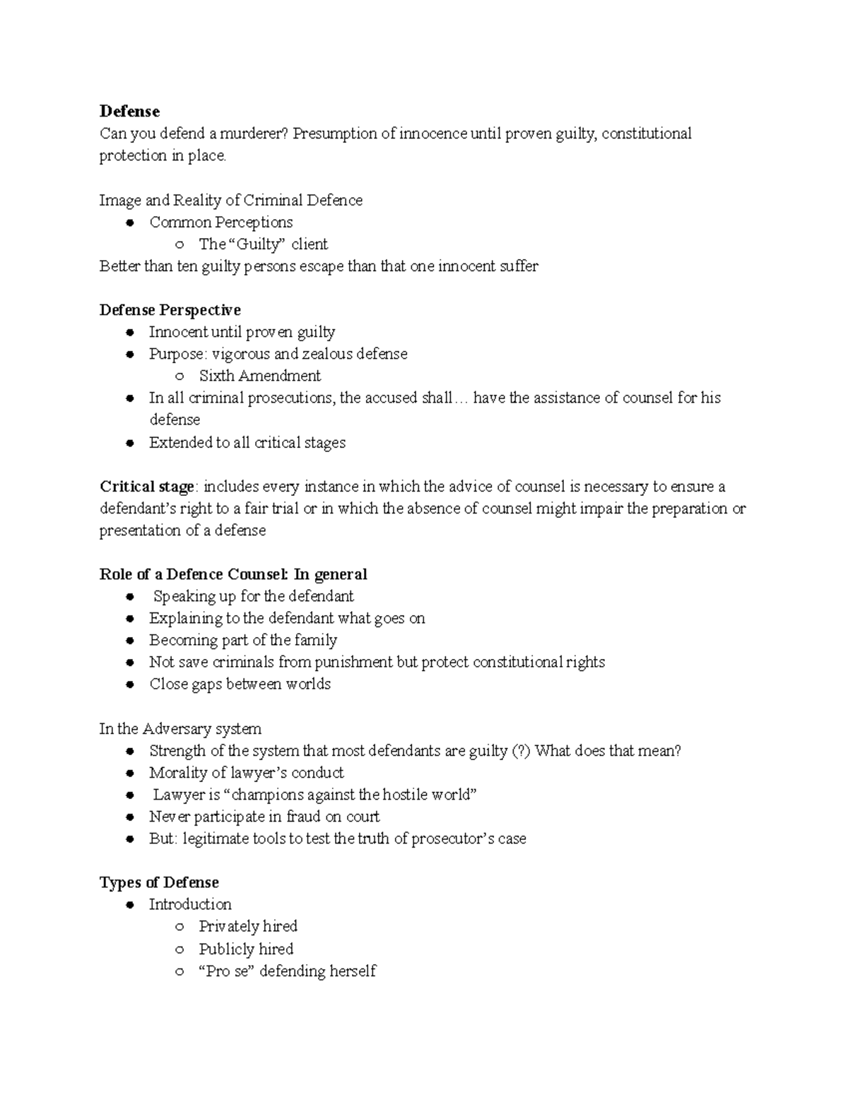 Soc131 L15 - Lecture 15 - Defense Can you defend a murderer ...