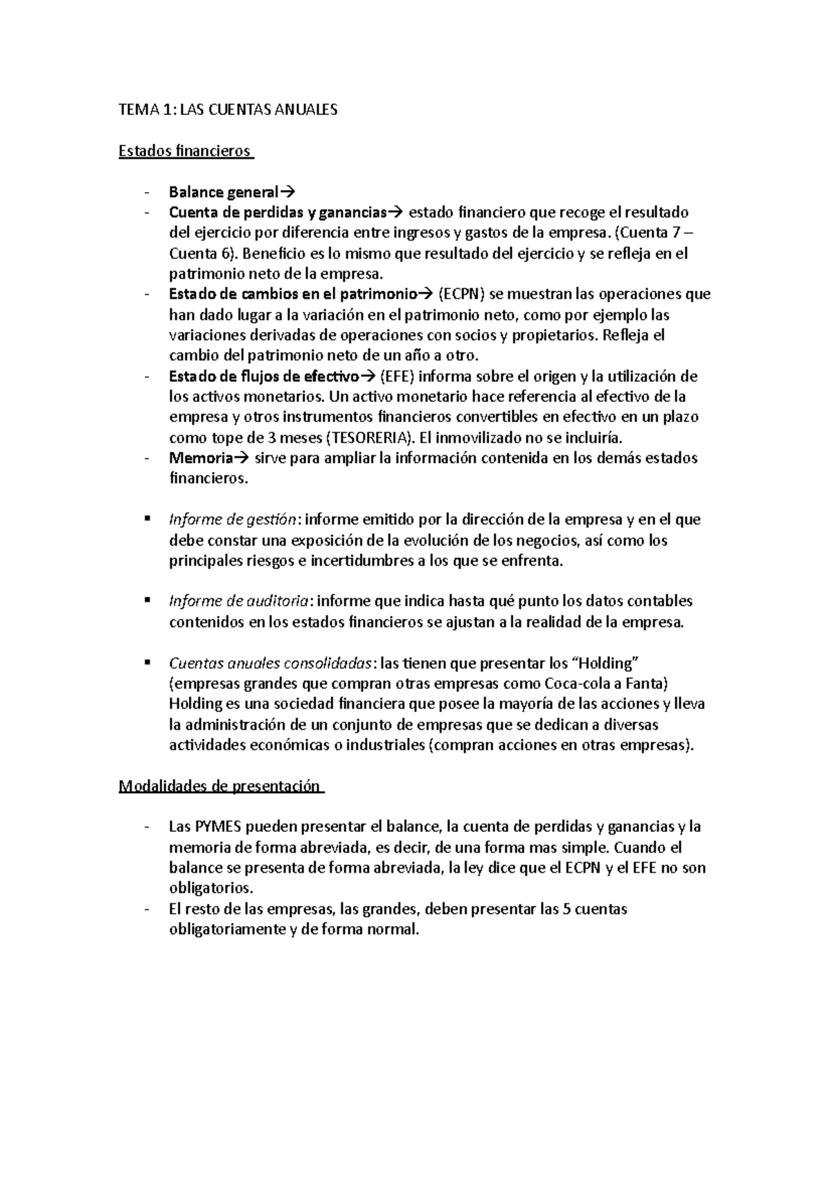 Todos los temas - TEMA 1: LAS CUENTAS ANUALES Estados financieros ...